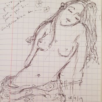 Рисунок под названием "L'Angélus 4 N° 12" - Françoise Lanfroy-Rancurel, Подлинное произведение искусства, Шариковая ручка
