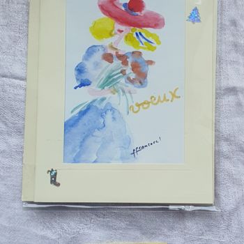 Painting titled "*Cartes de voeux *…" by Françoise Lanfroy-Rancurel, Original Artwork, Watercolor