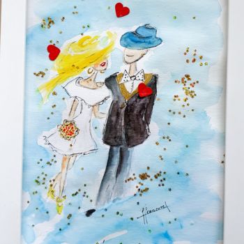 Painting titled "* Je me marie * N°3…" by Françoise Lanfroy-Rancurel, Original Artwork, Watercolor