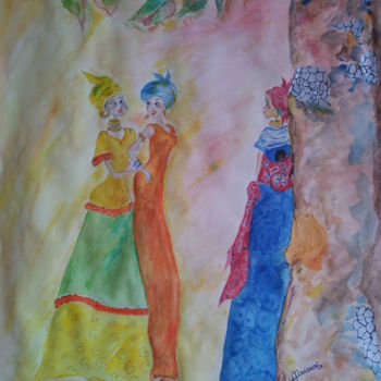 Painting titled "118- AFRICA - A l'o…" by Françoise Lanfroy-Rancurel, Original Artwork, Watercolor