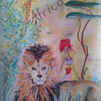 Painting titled "122 - AFRICA - sava…" by Françoise Lanfroy-Rancurel, Original Artwork, Watercolor