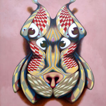 Malerei mit dem Titel "The dog mask" von Federico Cortese, Original-Kunstwerk, Öl