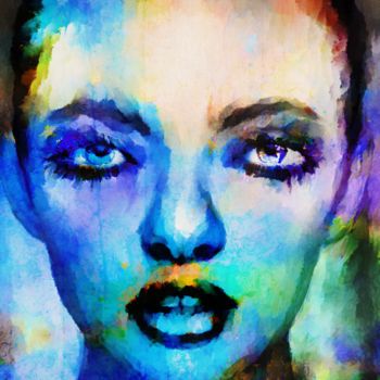 数字艺术 标题为“Colorful Face” 由Cory Foss, 原创艺术品, 数字油画