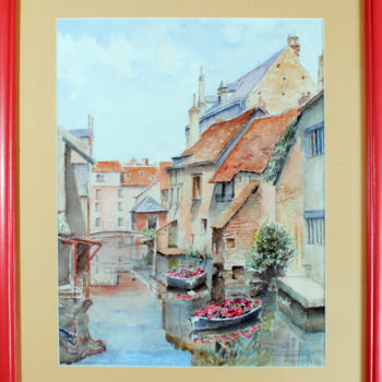 Painting titled "BARQUES FLEURIES" by Cosette Dubois, Original Artwork, Watercolor