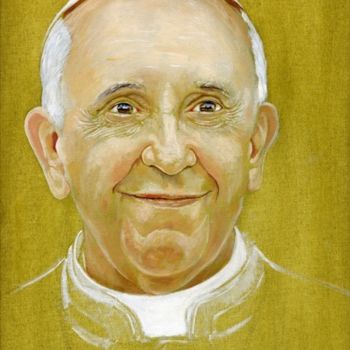 Painting titled "papa Francesco "rit…" by Cosimo Amedeo Eliodoro, Original Artwork, Oil