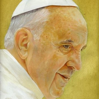 Schilderij getiteld "papa Francesco "rit…" door Cosimo Amedeo Eliodoro, Origineel Kunstwerk, Olie