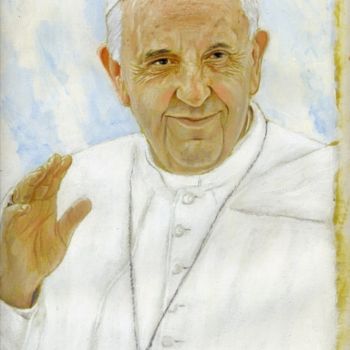 Peinture intitulée "papa Francesco "rit…" par Cosimo Amedeo Eliodoro, Œuvre d'art originale, Huile