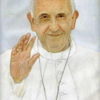 Painting titled "papa Francesco "rit…" by Cosimo Amedeo Eliodoro, Original Artwork, Oil