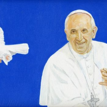 Painting titled "papa Francesco "rit…" by Cosimo Amedeo Eliodoro, Original Artwork, Oil