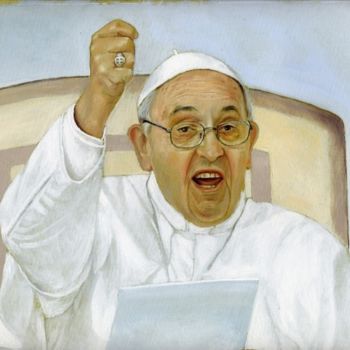 Painting titled "papa Francesco "rit…" by Cosimo Amedeo Eliodoro, Original Artwork, Oil