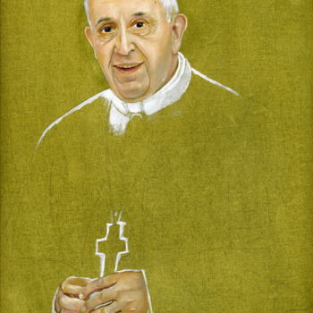Painting titled "Papa Francesco "Pre…" by Cosimo Amedeo Eliodoro, Original Artwork, Oil
