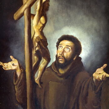 Painting titled "San Francesco "copi…" by Cosimo Amedeo Eliodoro, Original Artwork, Oil