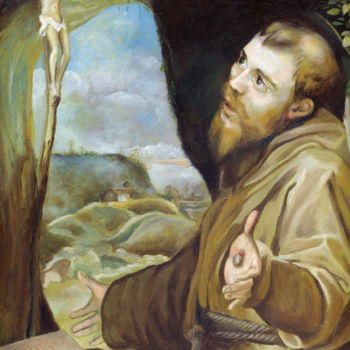 Ζωγραφική με τίτλο "San Francesco "copi…" από Cosimo Amedeo Eliodoro, Αυθεντικά έργα τέχνης, Λάδι