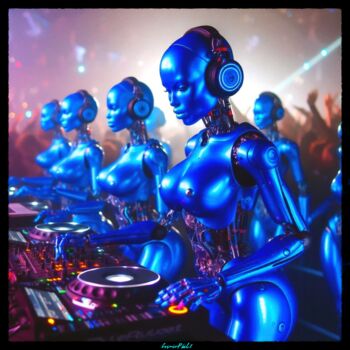 Цифровое искусство под названием "Robotic DJ Woman - 7" - Cosmicphil1, Подлинное произведение искусства, Цифровая живопись