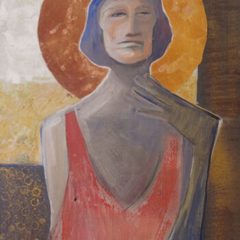 Pittura intitolato "lady in red" da Cosmin Tudor Sirbulescu, Opera d'arte originale, Olio