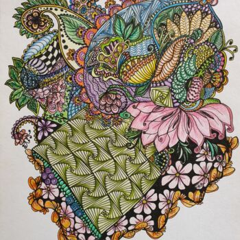 Desenho intitulada "Мудрость Востока" por Liudmila Abramova, Obras de arte originais, Conté Montado em Outro painel rígido