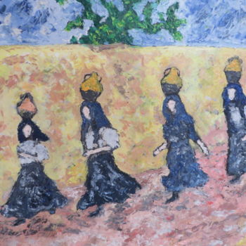 Pittura intitolato "Quattro donne di Ol…" da Andrea Cossu, Opera d'arte originale, Olio