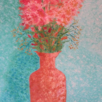 Pintura intitulada "Vaso con gladioli" por Andrea Cossu, Obras de arte originais, Óleo Montado em Armação em madeira
