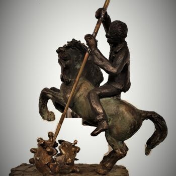 Sculpture intitulée "St Hugo the coronak…" par N.C.J. Stam, Œuvre d'art originale, Bronze