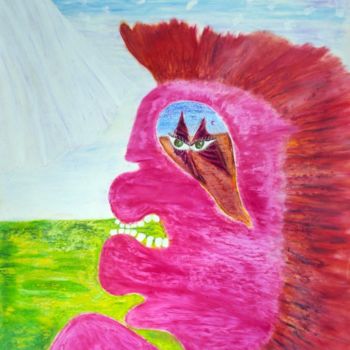 Peinture intitulée "“Red mad-man”" par Costis Triantafyllou, Œuvre d'art originale, Huile