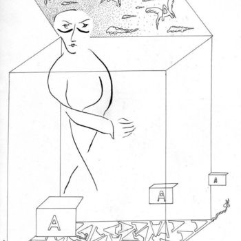 Disegno intitolato "“Dance Piece with a…" da Costis Triantafyllou, Opera d'arte originale, Inchiostro
