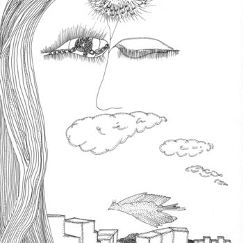 「“I can see now”」というタイトルの描画 Costis Triantafyllouによって, オリジナルのアートワーク, インク
