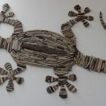 Artisanat intitulée "Gecko" par Cote Bois Flottes, Œuvre d'art originale