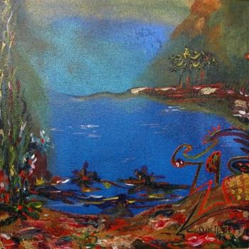 Pittura intitolato "île Totem" da Karmo  (Carmen Ouellette), Opera d'arte originale, Olio