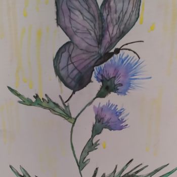 Painting titled "Papillon n°1" by Alegria. Nb, Original Artwork, Watercolor