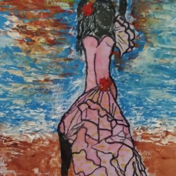 Peinture intitulée "Rêve de flamenco" par Alegria. Nb, Œuvre d'art originale, Huile