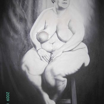 Painting titled "femme ronde" by Mora, Original Artwork, Oil