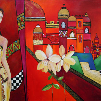 Painting titled "Mélancolie du soir" by Sylvie Bartczak, Original Artwork, Oil