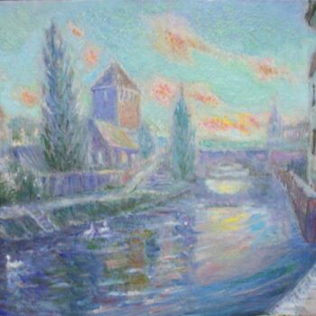 Картина под названием "На реке Иль. Франция" - Светлана Купче, Подлинное произведение искусства, Масло