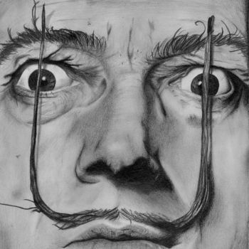 Drawing titled "Salvador Dali" by Johanne Dossmann, Original Artwork, Pencil