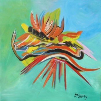 Картина под названием "Crabe royal" - Myriam Courty, Подлинное произведение искусства, Акрил Установлен на Деревянная рама д…