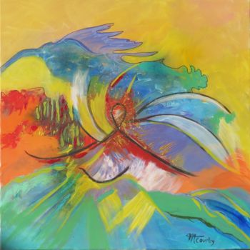 Pintura titulada "Tempête tropicale" por Myriam Courty, Obra de arte original, Acrílico Montado en Bastidor de camilla de ma…