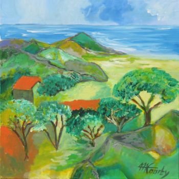 제목이 "Corse"인 미술작품 Myriam Courty로, 원작, 아크릴 나무 들것 프레임에 장착됨