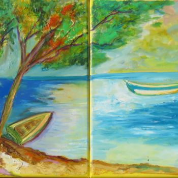 제목이 "Marine languedocien…"인 미술작품 Myriam Courty로, 원작, 기름 나무 들것 프레임에 장착됨