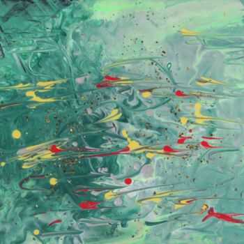 Pintura titulada "l 'étang vert  1" por Myriam Courty, Obra de arte original, Acrílico