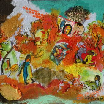 Schilderij getiteld "Promenade d' automne" door Myriam Courty, Origineel Kunstwerk, Acryl