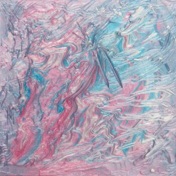 Malarstwo zatytułowany „bleu - rose” autorstwa Myriam Courty, Oryginalna praca, Akryl