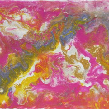 Malerei mit dem Titel "jardin rose printem…" von Myriam Courty, Original-Kunstwerk, Acryl