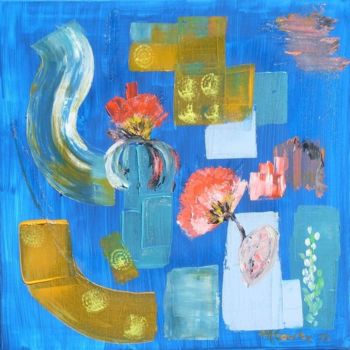 "Abstraction fleurie" başlıklı Tablo Myriam Courty tarafından, Orijinal sanat, Akrilik Ahşap Sedye çerçevesi üzerine monte e…