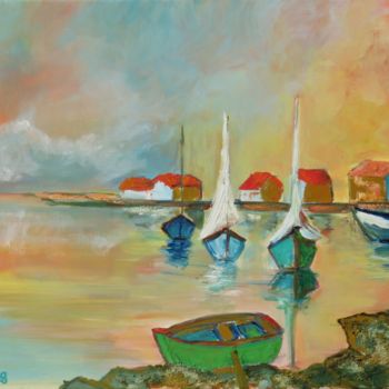 Peinture intitulée "Port Breton" par Myriam Courty, Œuvre d'art originale, Acrylique Monté sur Châssis en bois