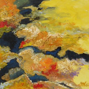 Painting titled "Continents" by Myriam Courty, Original Artwork, Acrylic Mounted on Wood Stretcher frame