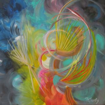Картина под названием "Bouquet final" - Myriam Courty, Подлинное произведение искусства, Акрил Установлен на Деревянная рама…