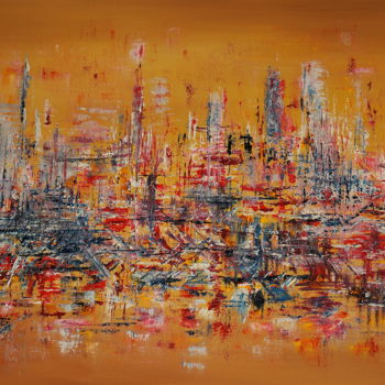 Painting titled "Composition orange" by Jean Pierre Coussaert, Original Artwork