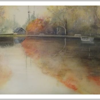 Peinture intitulée "ecluse-canal.jpg" par Françoise Coutentin, Œuvre d'art originale, Aquarelle
