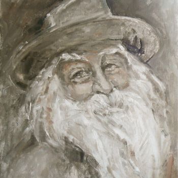 Painting titled "Retrato de Walt Whi…" by Covadonga Vega, Original Artwork, Oil