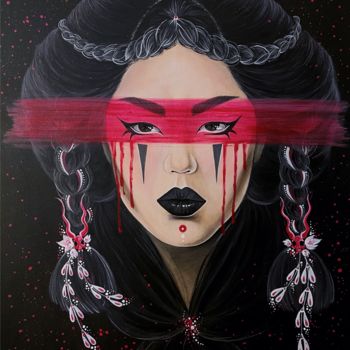Картина под названием "Asian woman" - Alisa Covatari, Подлинное произведение искусства, Акрил